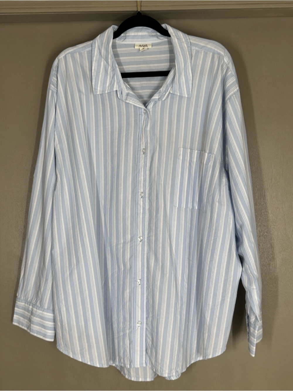 NWT Ana Light Blue Striped Women’s Button-Up Shirt Size 3X